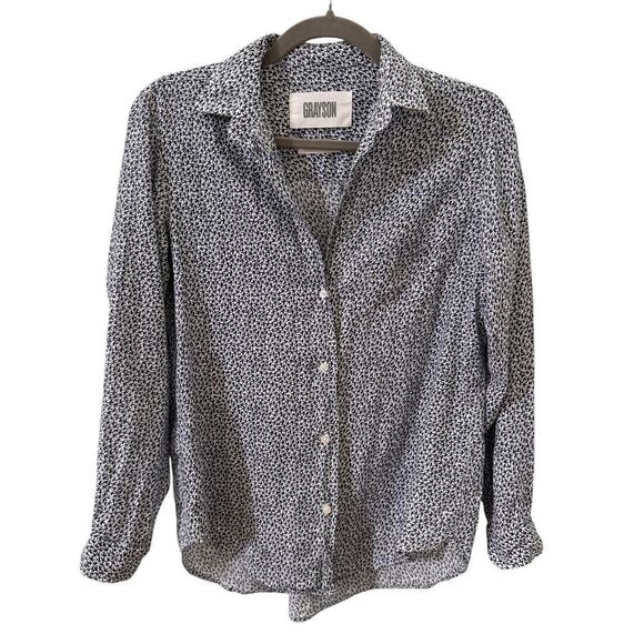 Grayson The Hero Shirt 100% Linen Bird Print Button Up Shirt 2 Size Small - Picture 3 of 11